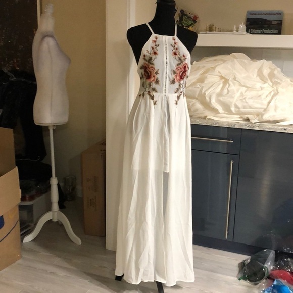 𝅺embroidered Mini with Long Overhang Skirt Dress - Picture 4 of 8